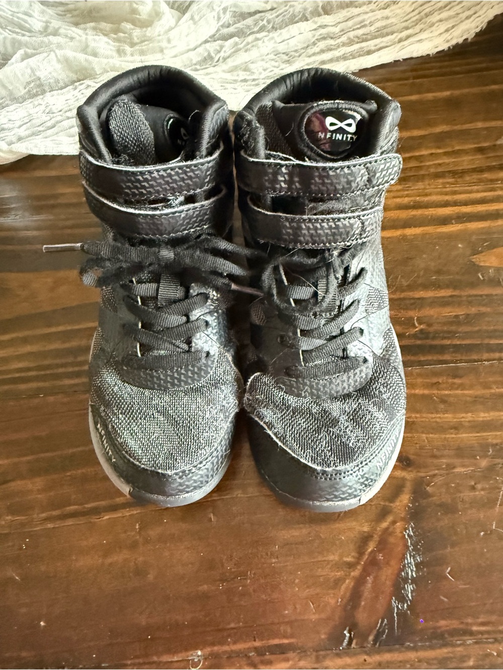NFINITY Kids Black High-Top Athletic Sneakers with Hook-and-Loop Strap